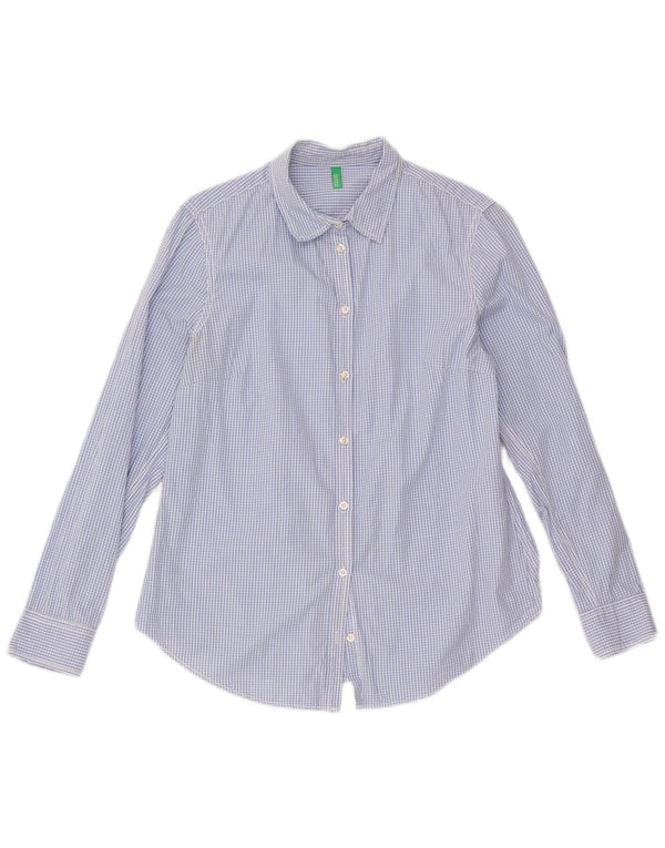 Benetton Chemise Femme UK 12 Medium Blue Gingham