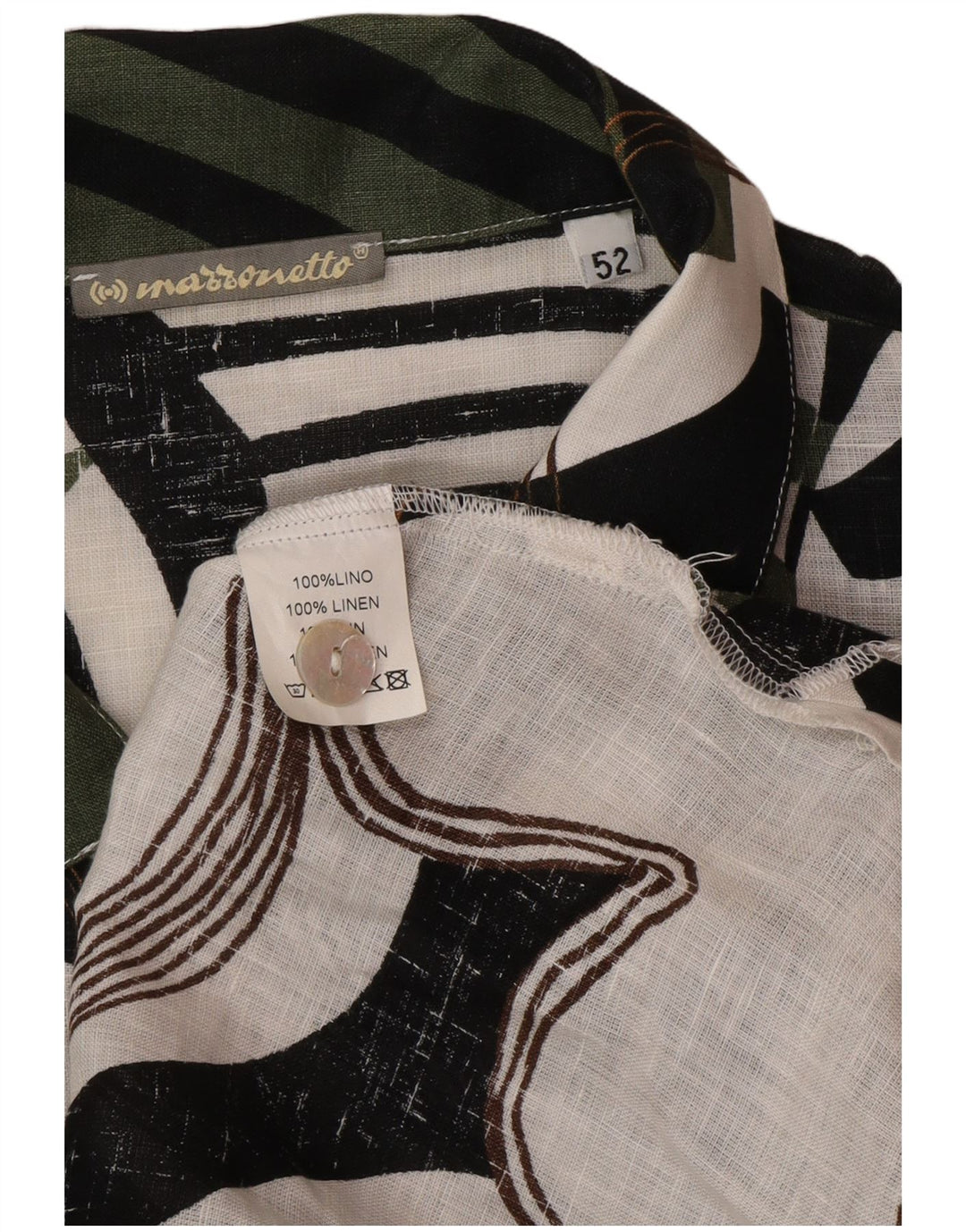 Marronetto Chemise à manches courtes à motif abstrait pour femme IT 52 2XL Lin vert