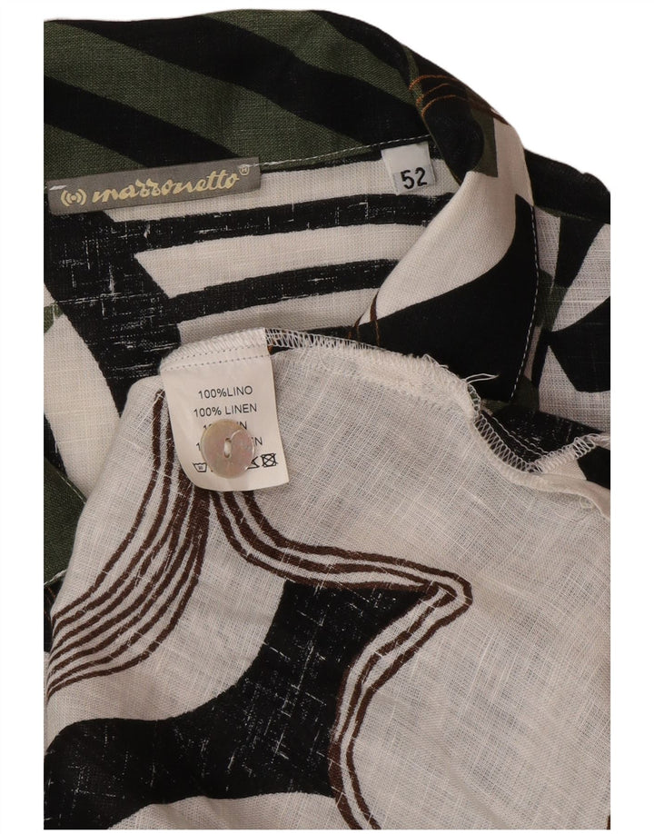Marronetto Chemise à manches courtes à motif abstrait pour femme IT 52 2XL Lin vert