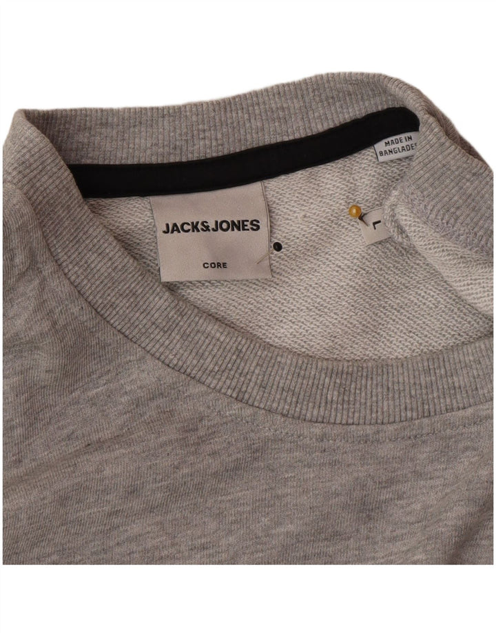 Jack & Jones Sweat-shirt pour homme en coton moucheté gris Large