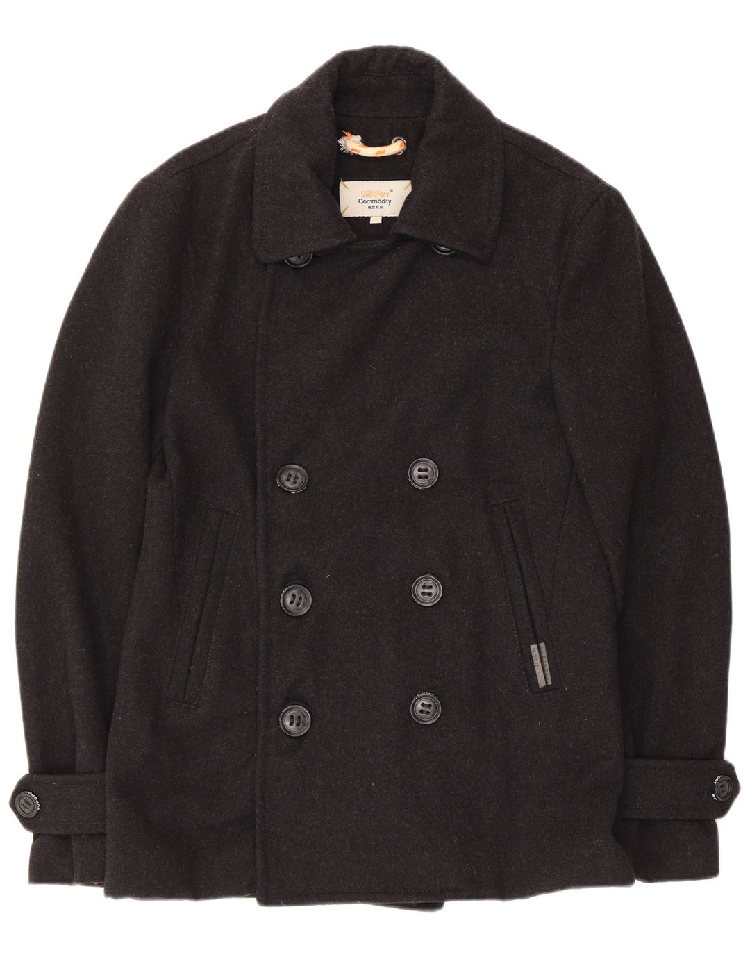 Superdry Caban Homme UK 38 Laine Noir Moyen