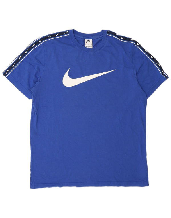 Nike T-shirt graphique pour homme en coton color block Bleu Taille L