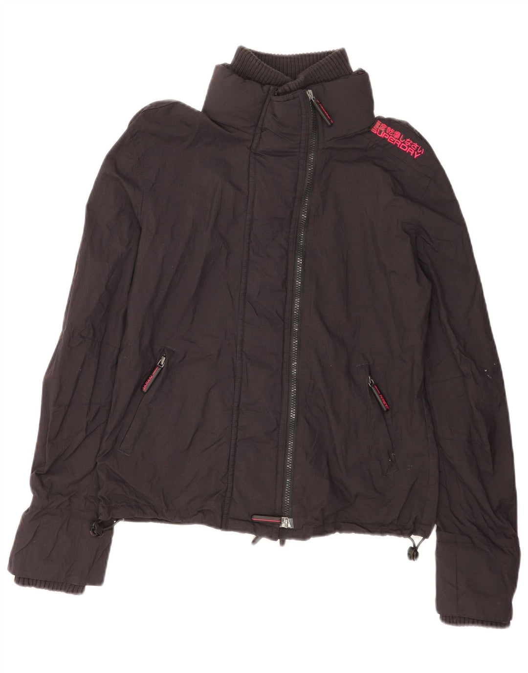 Superdry Veste coupe-vent graphique pour femme UK 16 Large Noir Nylon