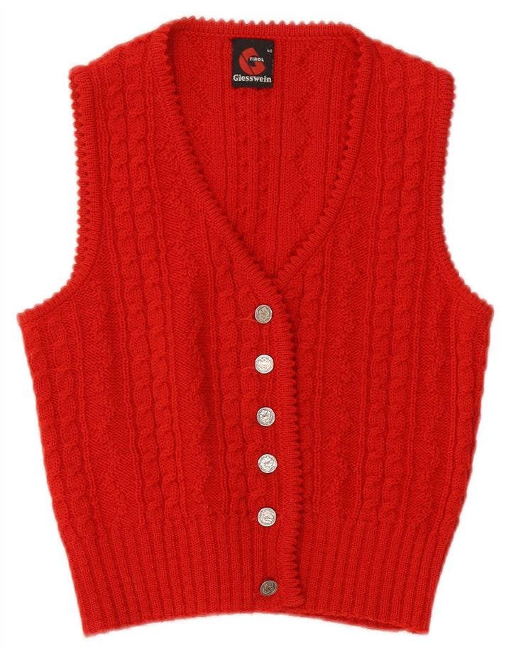 Giesswein Womens Crop Cardigan sans manches Pull EU 40 Laine rouge moyen