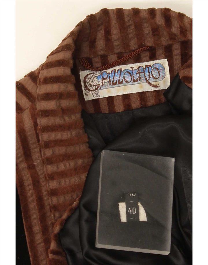vintage Femmes 2 Bouton Veste Blazer Surdimensionnée EU 40 Rayé Brun Moyen