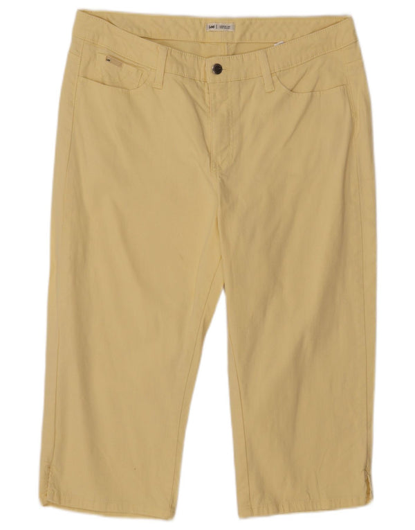 Lee Womens Low Waist Straight Capri Trousers US 16 2XL W34 L18 Yellow