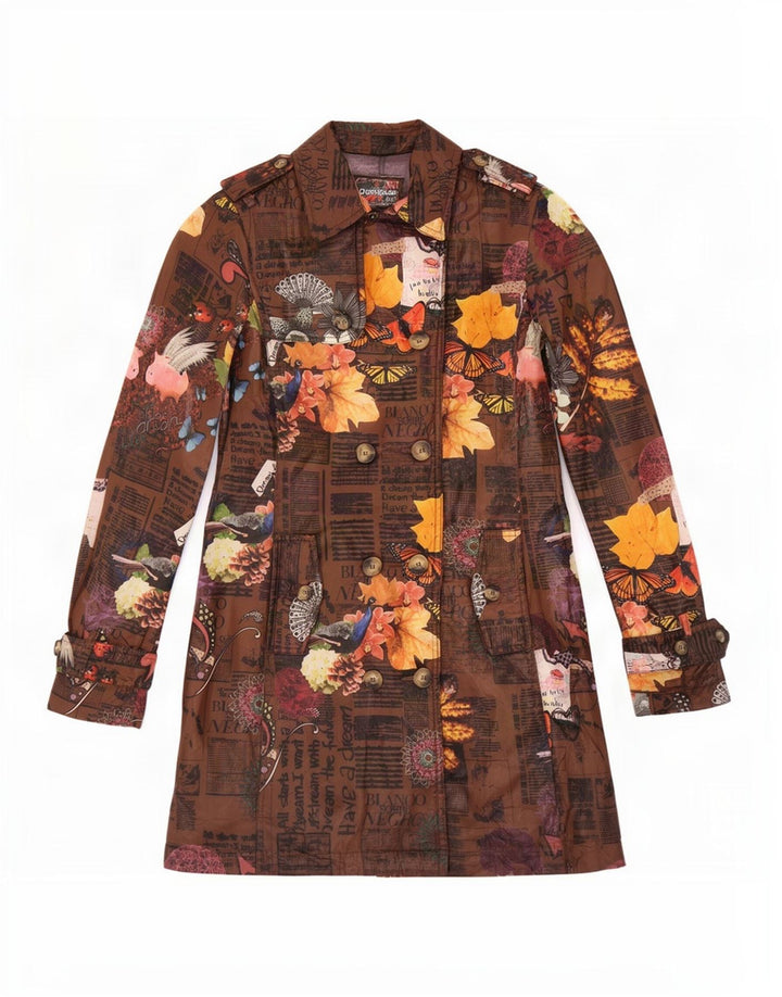 Desigual Trench graphique pour femme EU 38 Polyester floral marron moyen