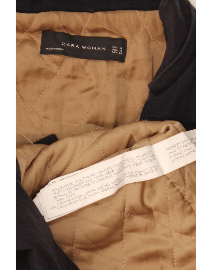 Zara Manteau coupe-vent pour femme UK 14 Coton bleu marine moyen