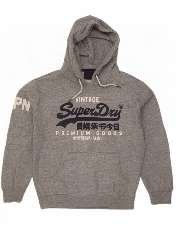 Superdry Pull à capuche graphique XL en coton moucheté gris