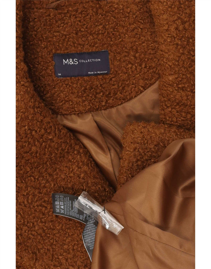Marks & Spencer Manteau surdimensionné en fausse fourrure pour femme UK 14 Large Marron