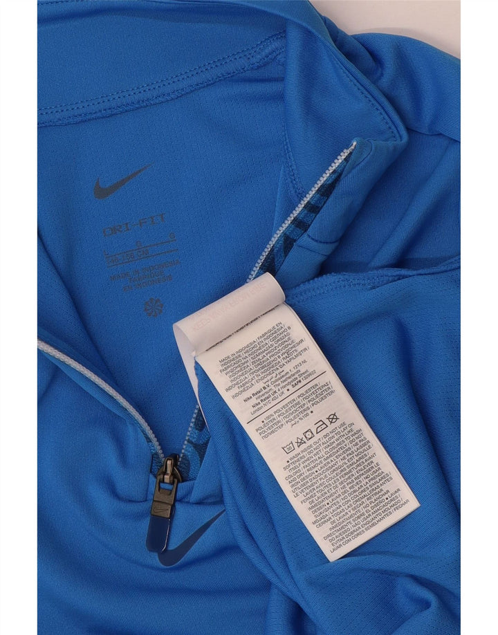 Nike Haut de survêtement à col zippé Dri Fit pour fille 12-13 ans Bleu Taille L