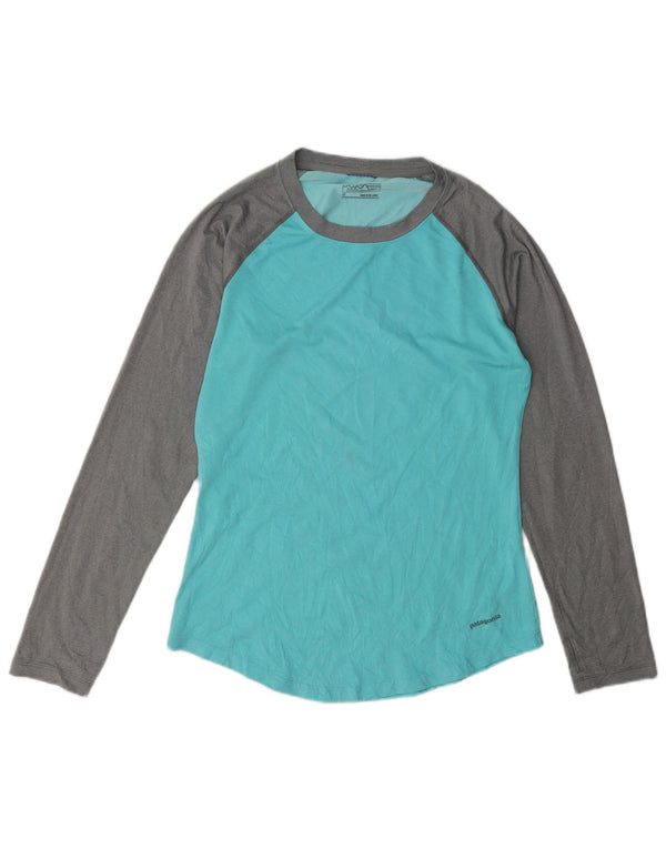 Patagonia Haut à manches longues pour femme UK 10 Small Turquoise Colourblock