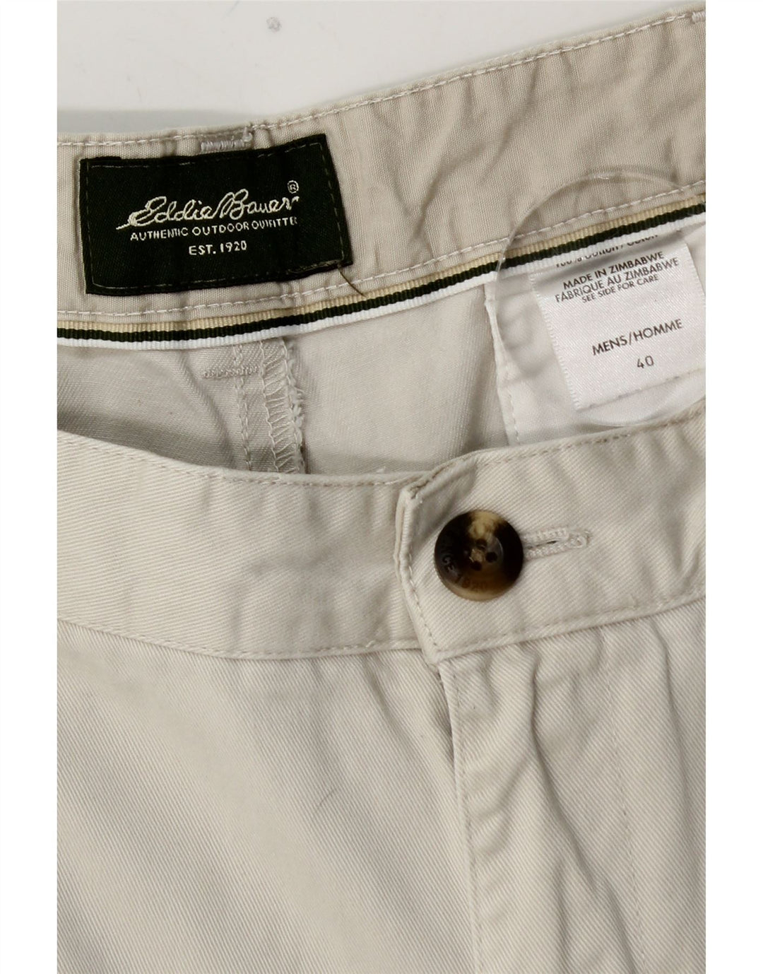 EDDIE BAUER Short Chino Pegged Homme W40 XL Coton Blanc