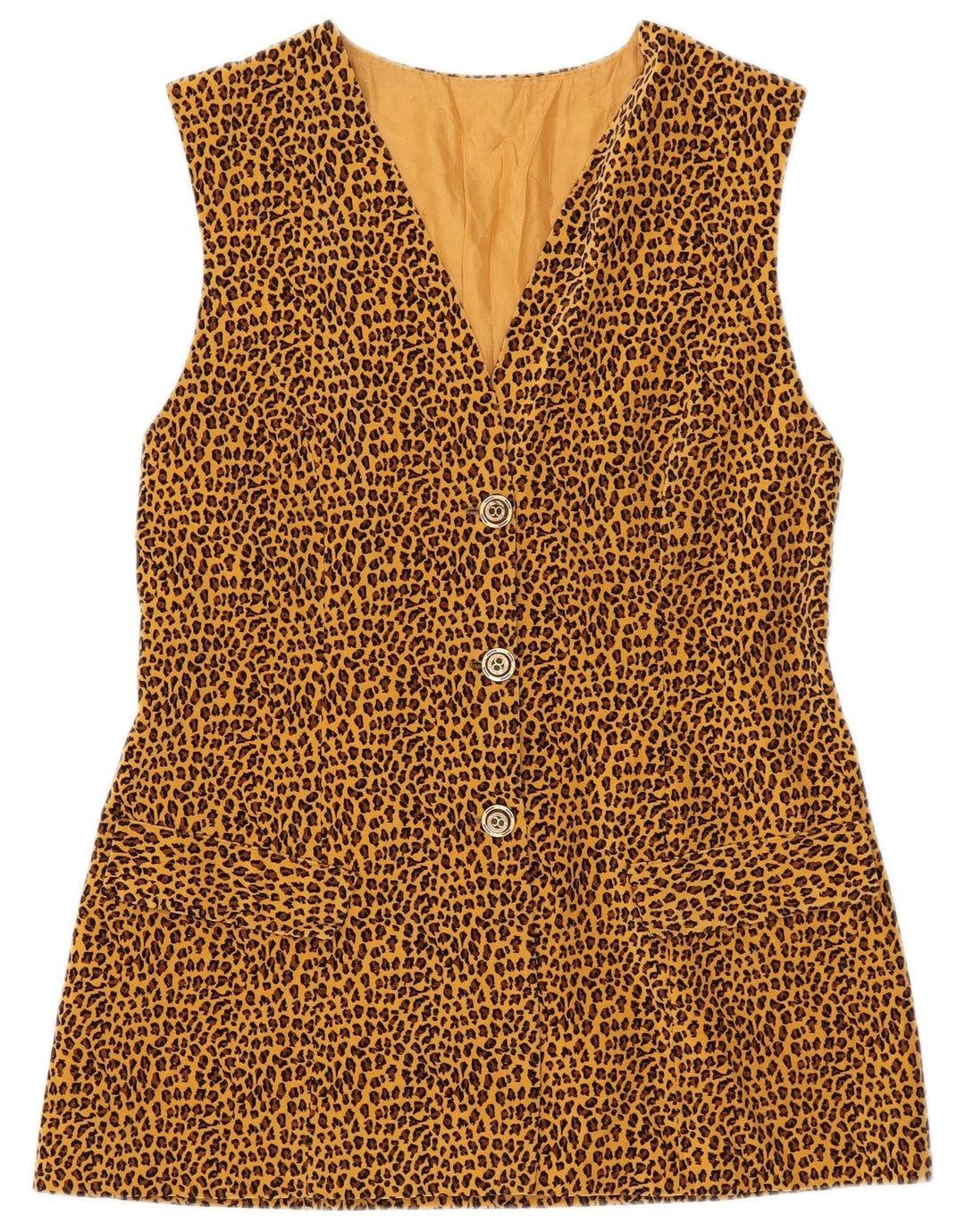 vintage Femmes 3 Bouton Blazer Veste UK 8 Petit Imprimé Animal Brun
