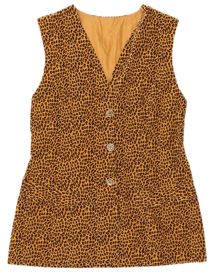 vintage Femmes 3 Bouton Blazer Veste UK 8 Petit Imprimé Animal Brun