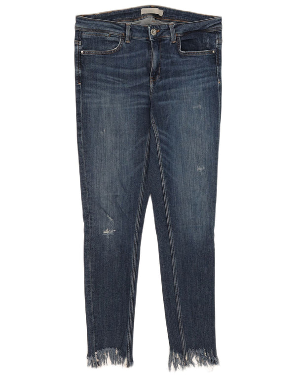 Zara Jean skinny effet vieilli pour femme EU 38 Small W28 L27 Bleu