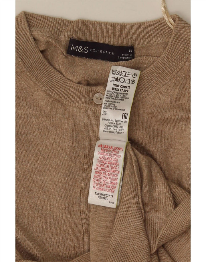 Marks & Spencer Pull cardigan court pour femme UK 14 Viscose beige moyen