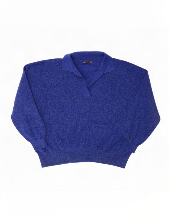 Marks & Spencer Pull col polo pour homme XL Bleu Polyester