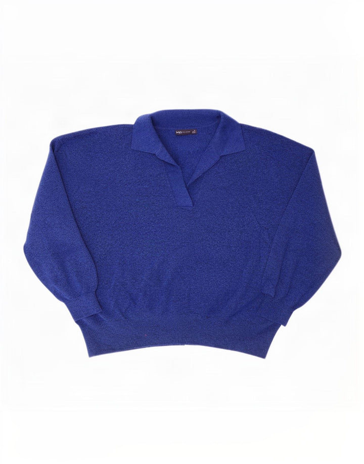 Marks & Spencer Pull col polo pour homme XL Bleu Polyester