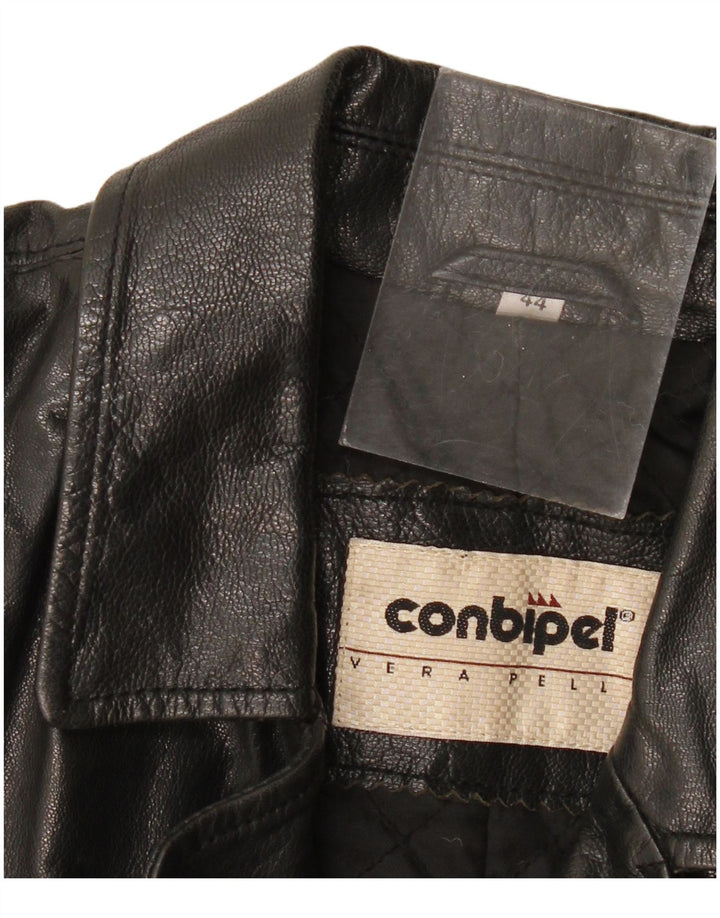 Conbipel Manteau En Cuir Femme IT 44 Cuir Noir Moyen