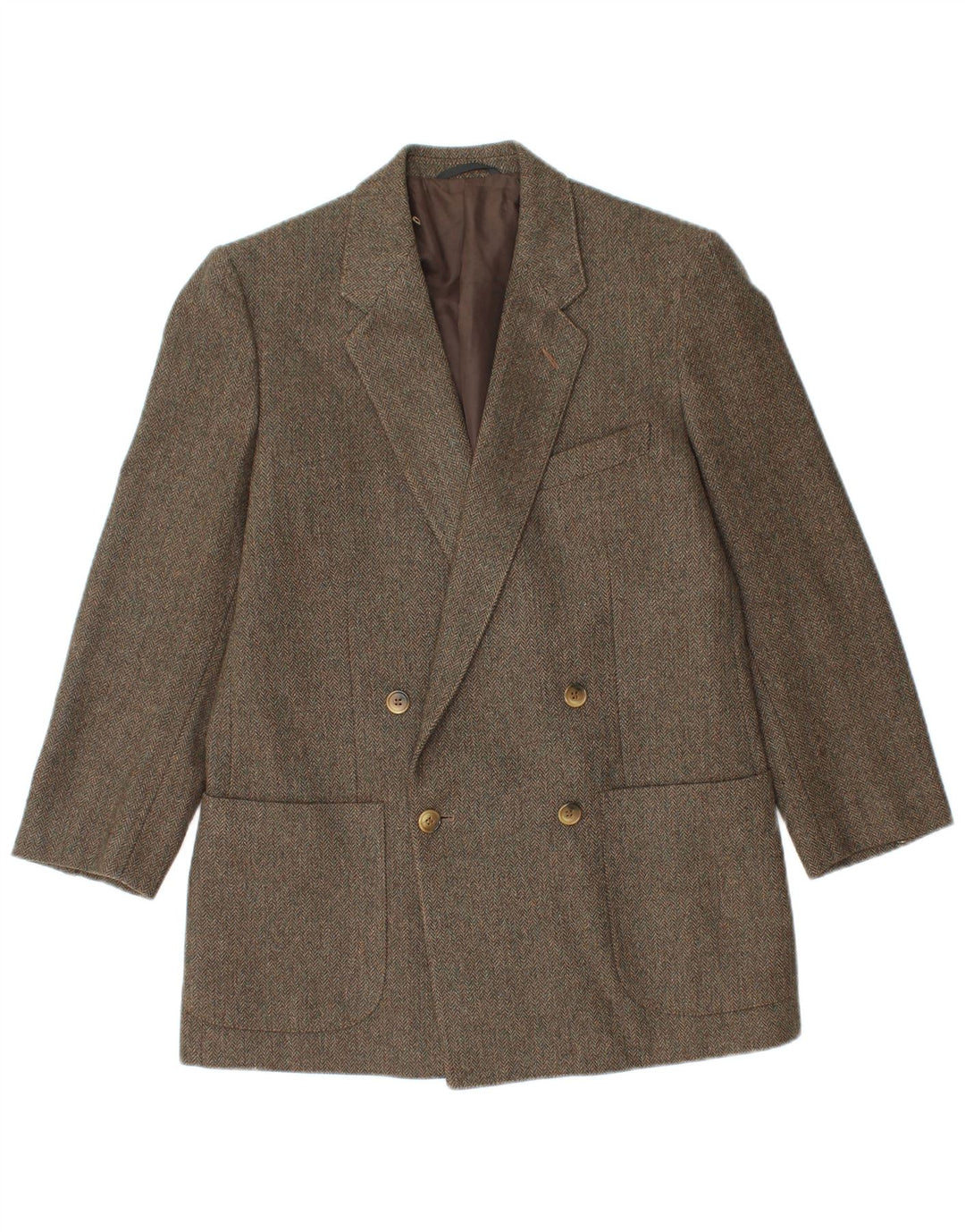 Veste Blazer Double Boutonnage Vintage Homme IT 48 Chevrons Vert Moyen