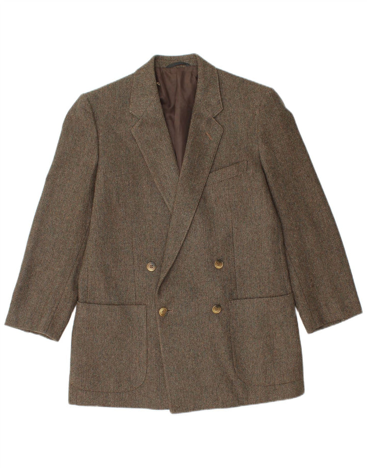 Veste Blazer Double Boutonnage Vintage Homme IT 48 Chevrons Vert Moyen