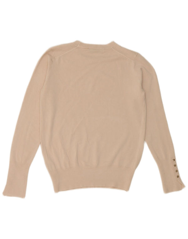 Zara Pull court à col bateau pour homme UK 12 Viscose beige moyen
