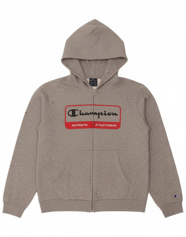 Champion Pull à capuche zippé graphique pour garçon 15-16 ans 2XL Gris moucheté