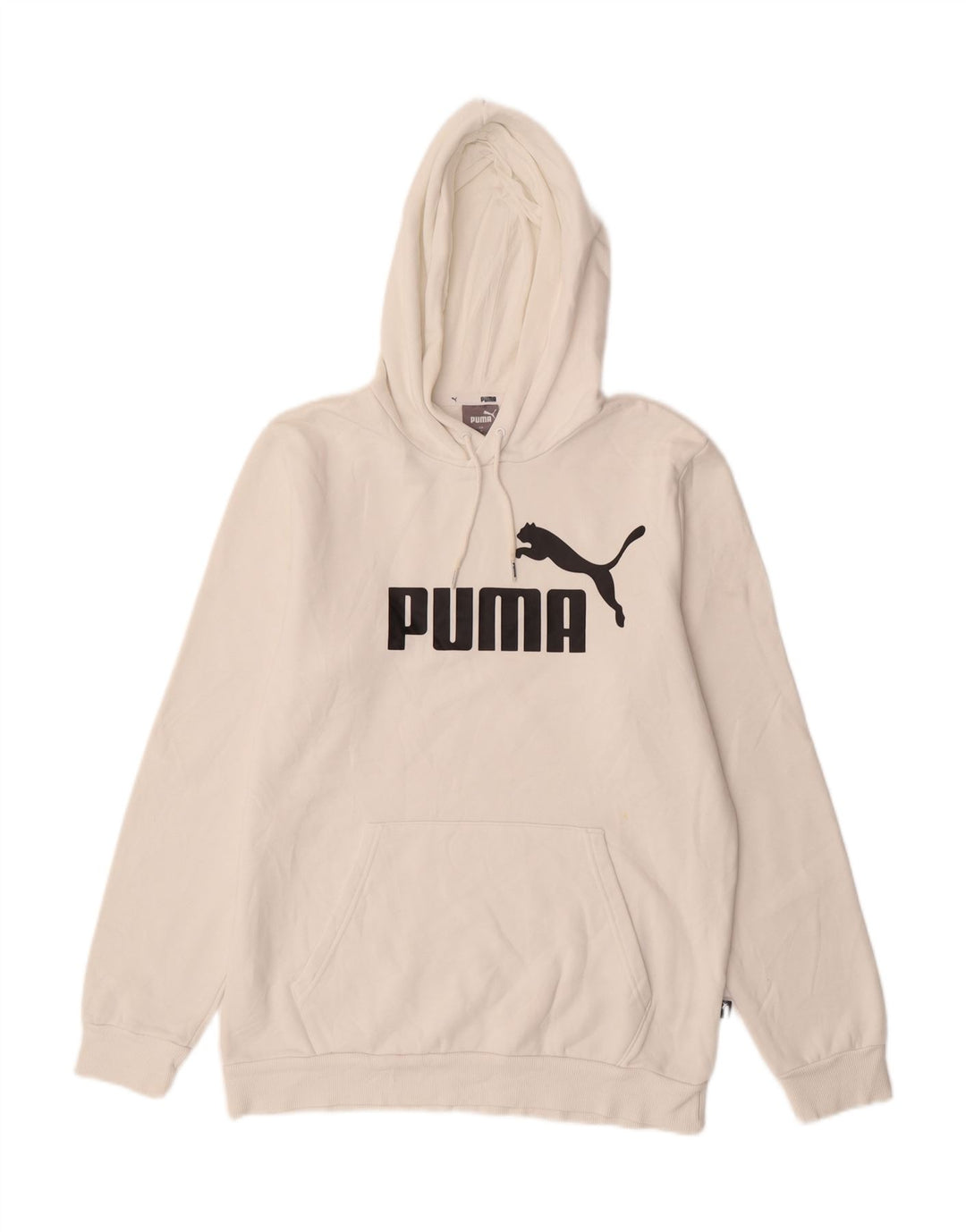 PUMA Mens Graphic Hoodie Jumper Small White Cotton Vintage Puma and Second-Hand Puma from Messina Hembry 