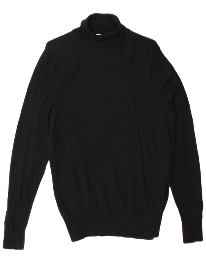 John Lewis Pull col roulé pour homme en laine noire moyenne