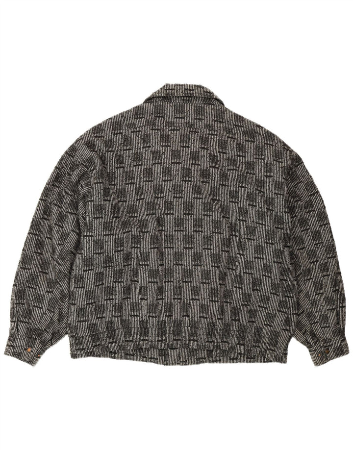 VINTAGE Veste Bomber Homme IT 52 XL Laine à Carreaux Gris