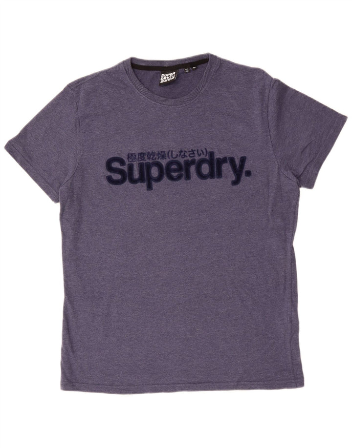 SUPERDRY T-Shirt Graphique Homme Top XL Bleu Coton