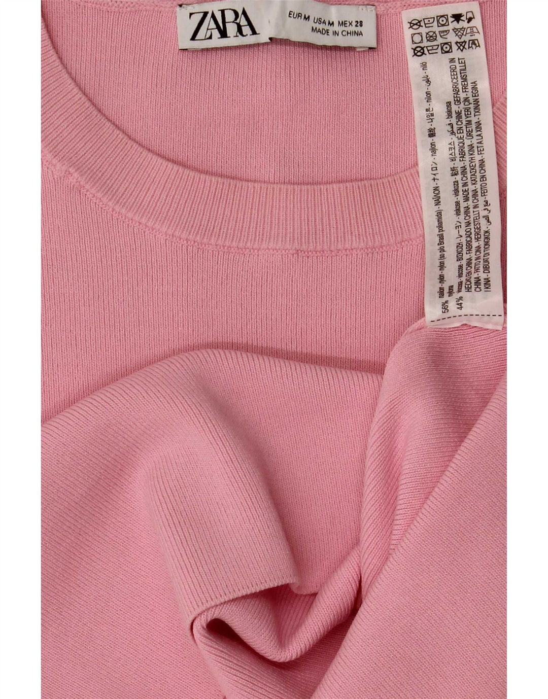 Zara Womens Crop Top UK 14 Nylon Rose Moyen