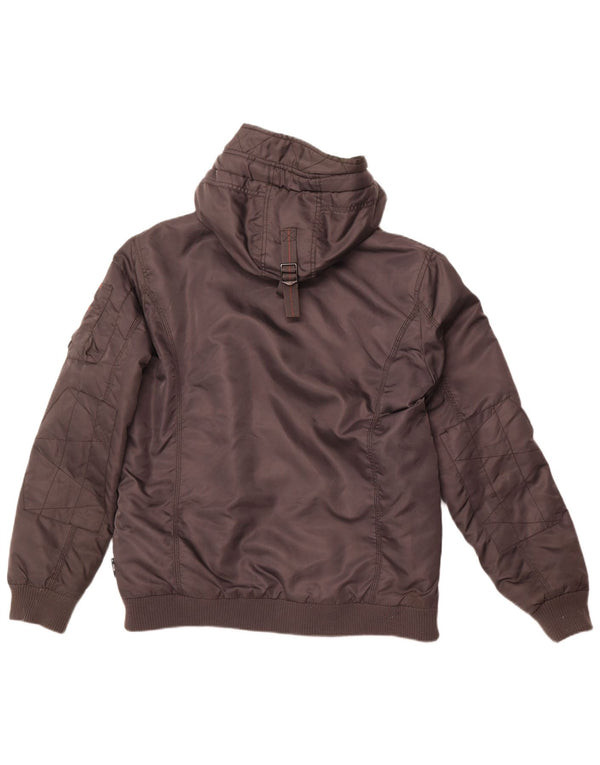 INDIGO Veste bomber à capuche pour homme UK 40 Large Gris Nylon