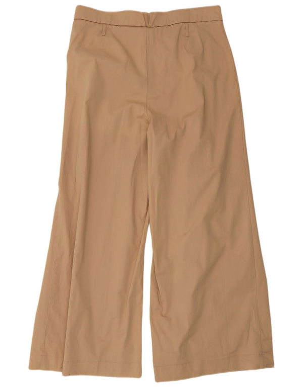 Zara Womens High Waist Wide Leg Casual Trousers EU 38 2XL W34 L31 Beige