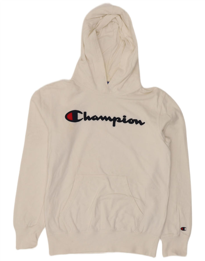Champion Pull à Capuche Graphique Homme Blanc Moyen Coton