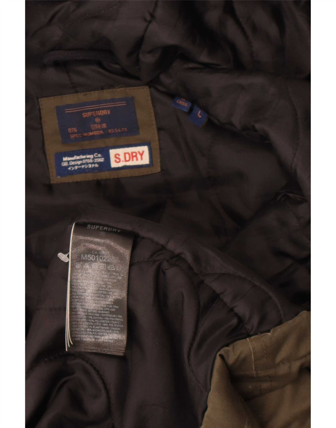 Superdry Parka à capuche pour homme UK 40 Large Kaki Polyester