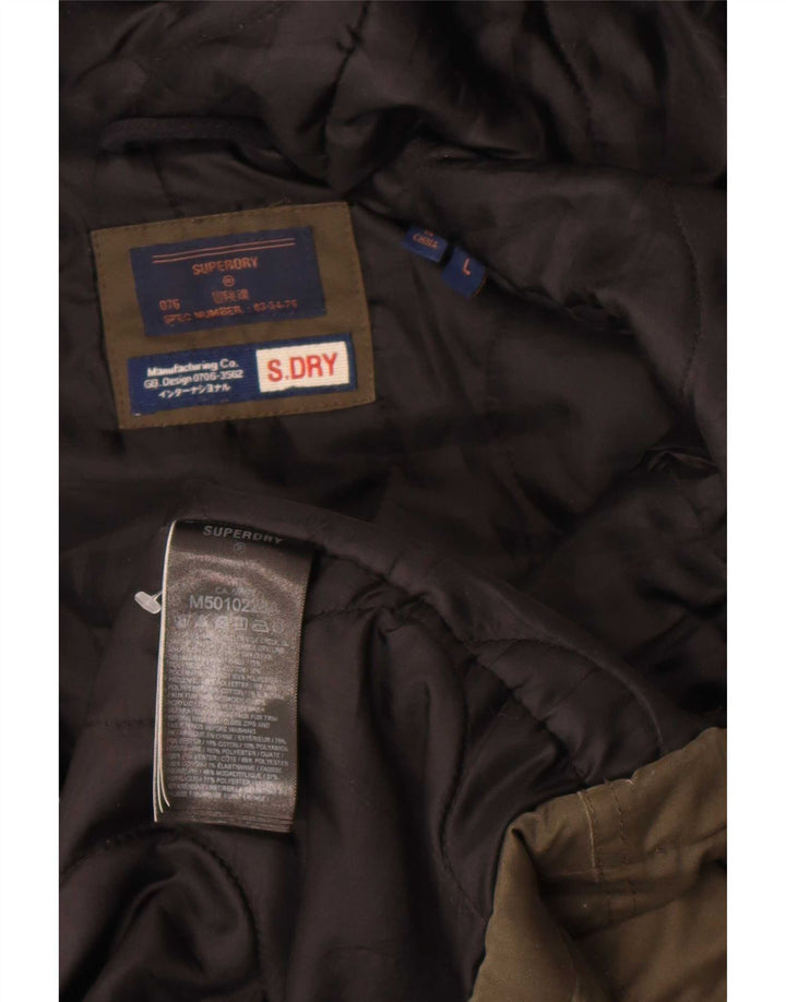 Superdry Parka à capuche pour homme UK 40 Large Kaki Polyester