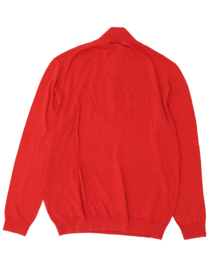 CREW CLOTHING Pull à col zippé pour homme en coton rouge 2XL