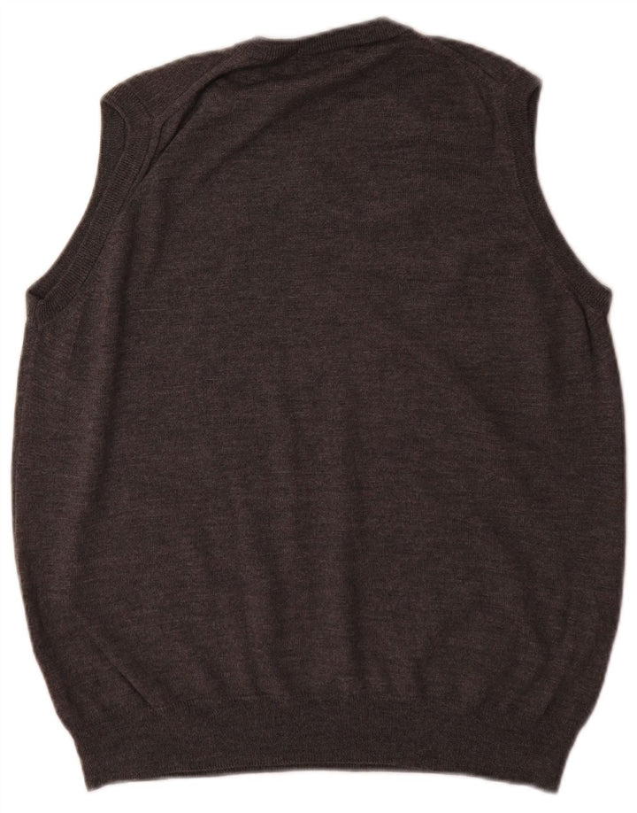 Marks & Spencer Débardeur Gilet Homme Gris Moyen Laine Mérinos