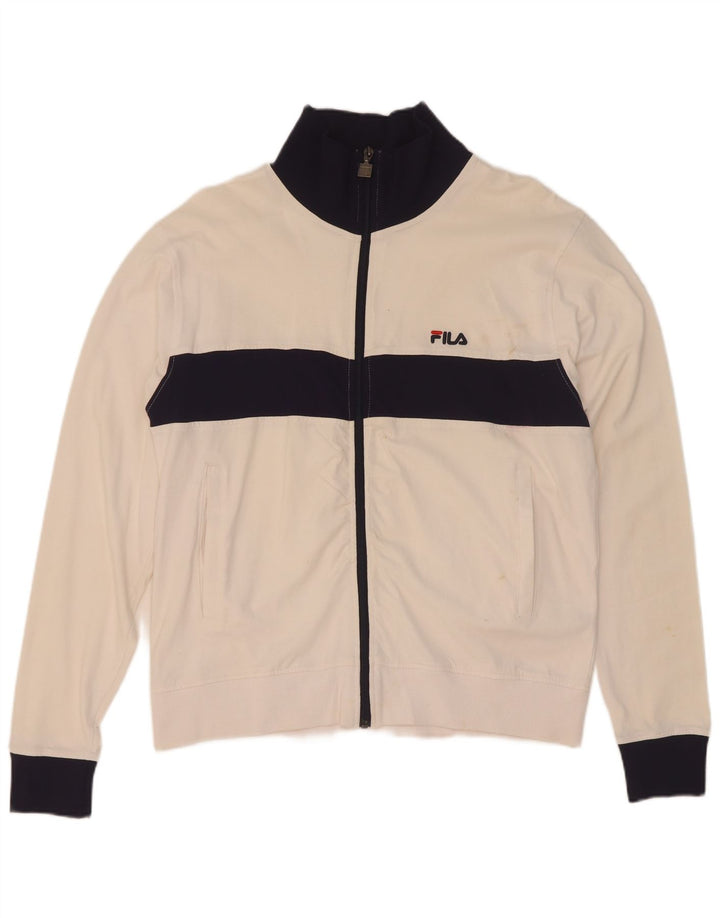 Fila Veste de survêtement pour homme en coton color block Small Blanc