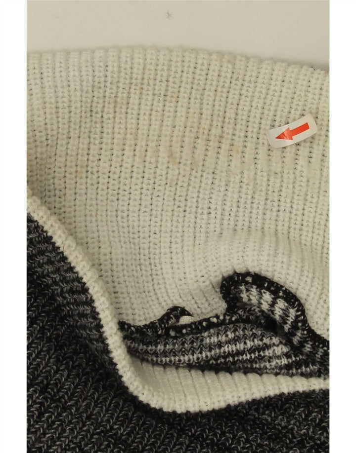 vintage Homme Col Châle Pull Pull Gris Moyen Géométrique