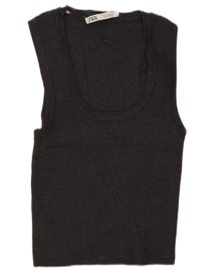 Zara Haut court sans manches pour femme UK 18 XL Gris