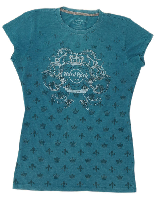 Hard Rock Cafe T-shirt graphique Barcelone pour femme UK 12 Bleu moyen