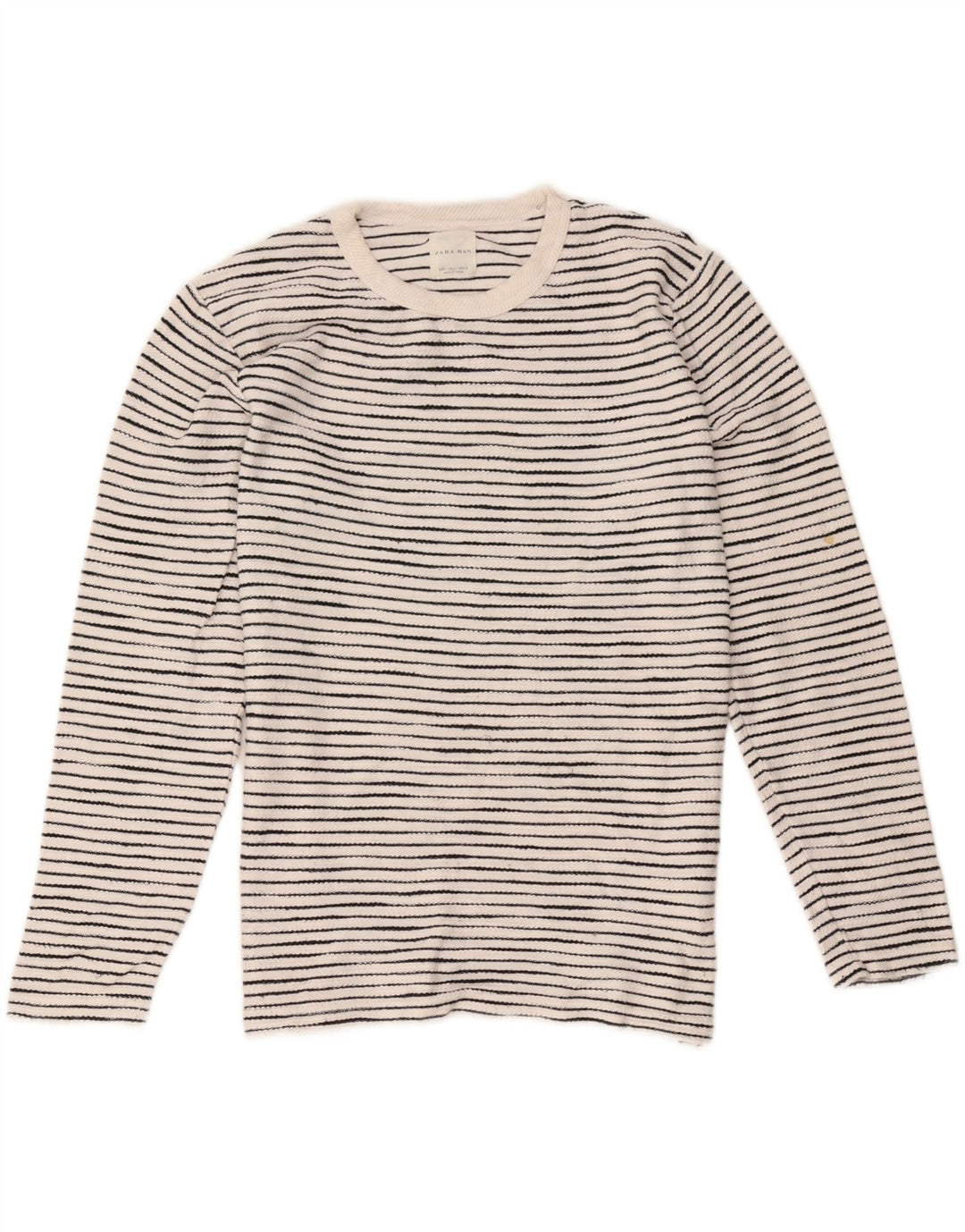 Zara Homme Top Manches Longues Grand Coton Rayé Blanc