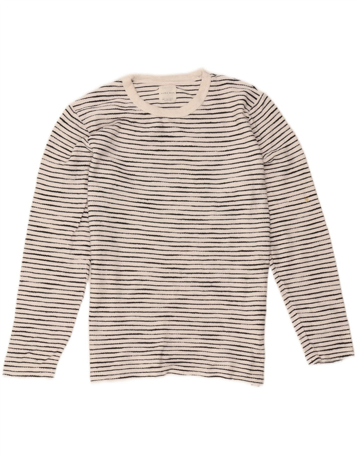 Zara Homme Top Manches Longues Grand Coton Rayé Blanc