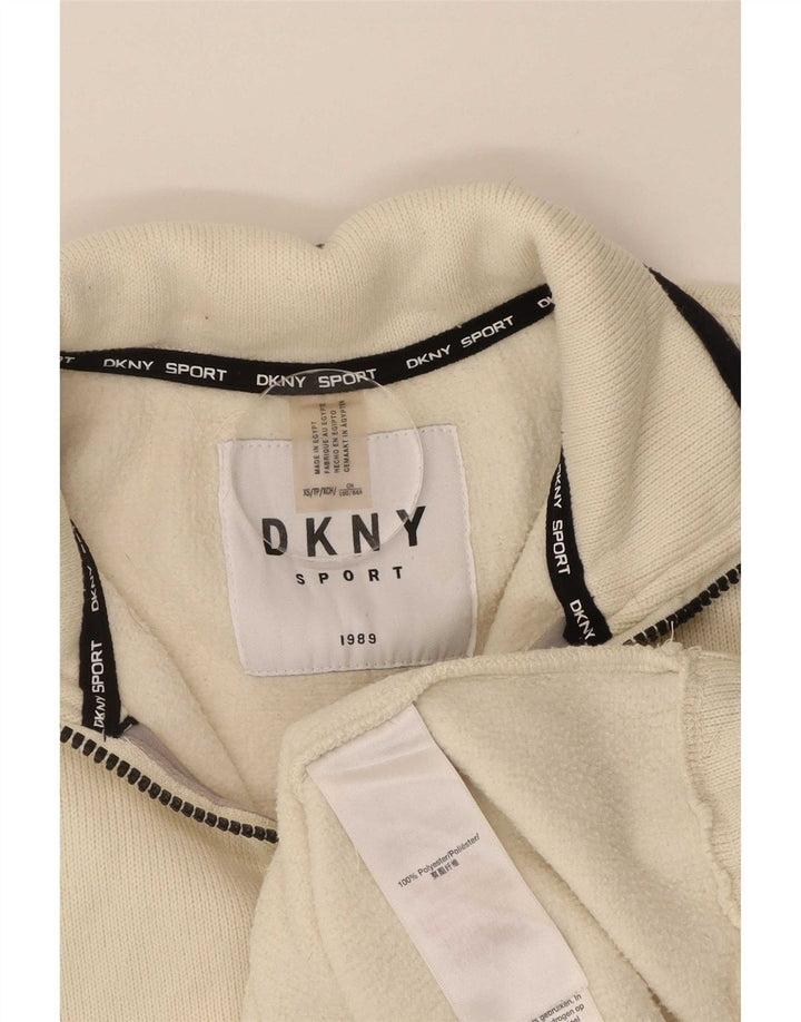 Dkny Sweat-shirt surdimensionné à fermeture éclair 1/4 pour femme UK 6 XS Polyester blanc cassé