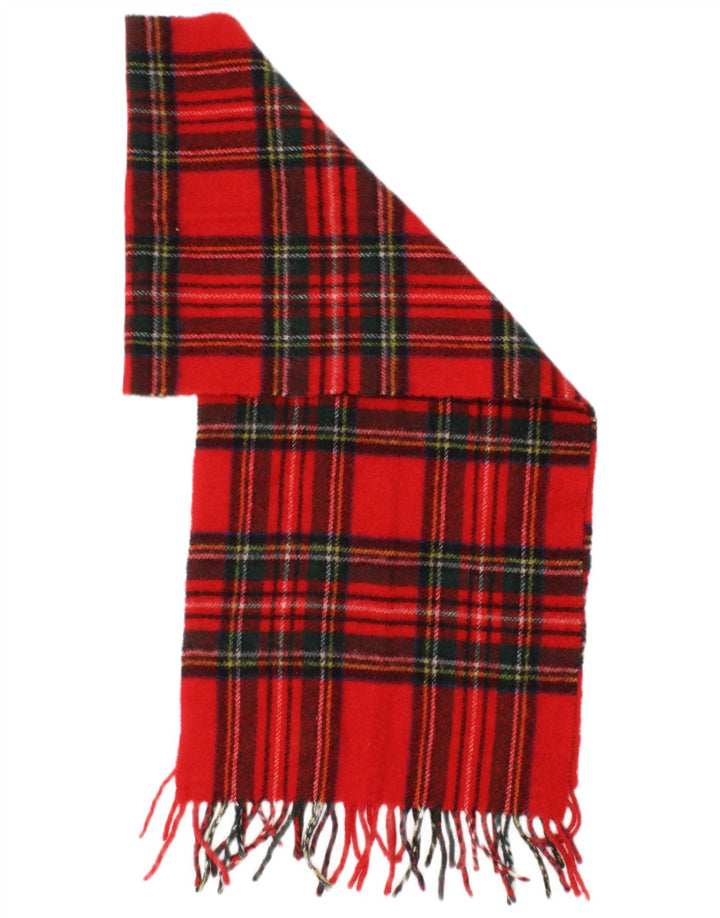 vintage Femme Rectangle Écharpe Taille Unique L53 Rouge Plaid Vierge Laine