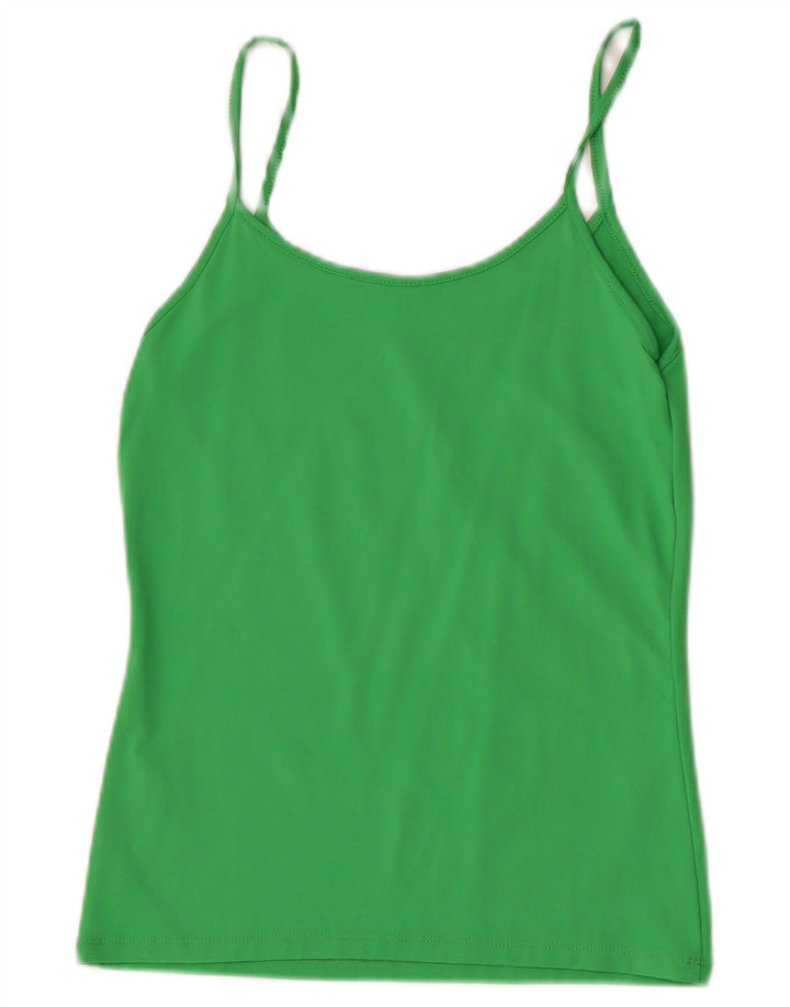 Zara Femme Cami Top UK 14 Large Vert Polyamide