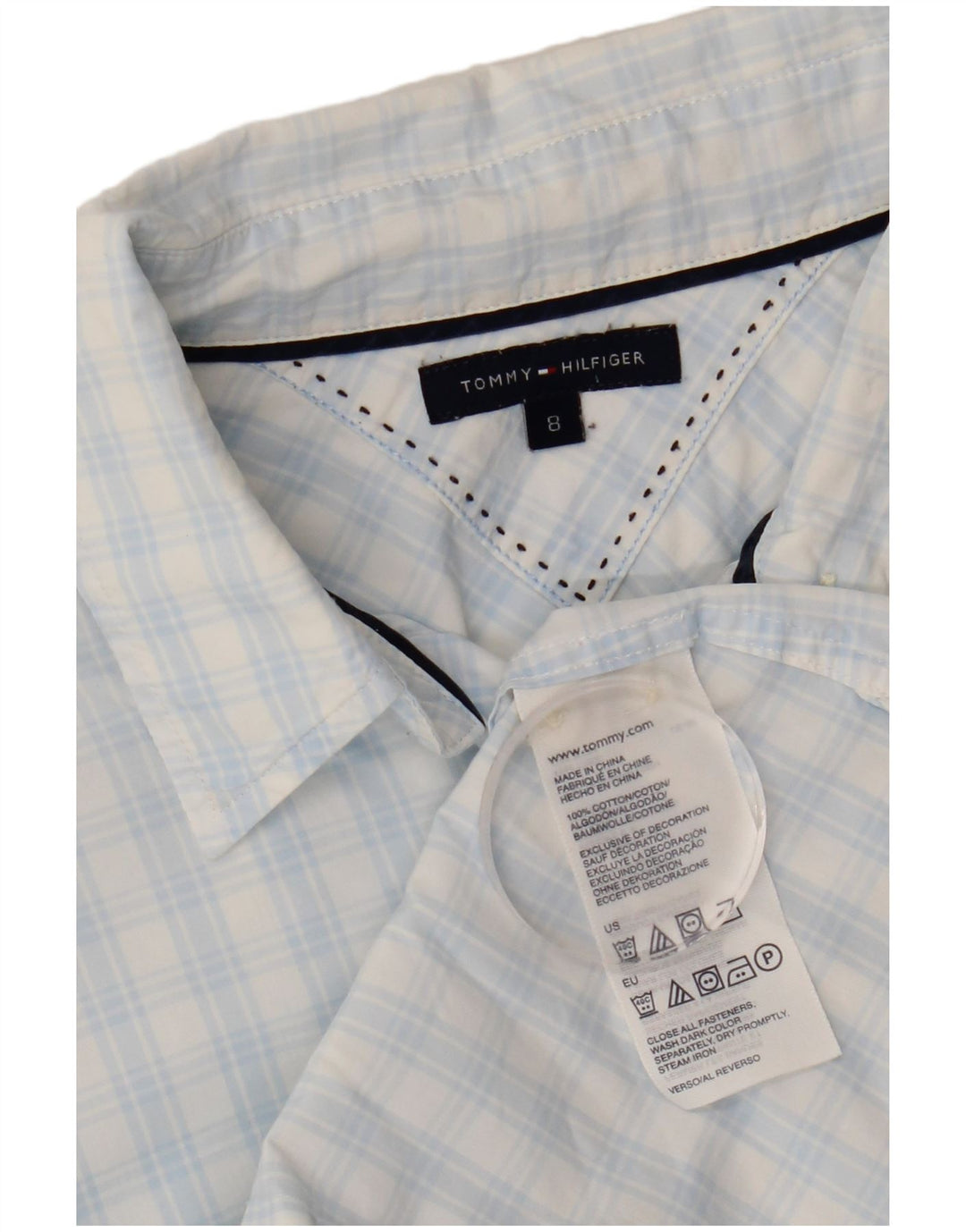 Tommy Hilfiger Chemise Femme US 8 Medium Blue Check Coton